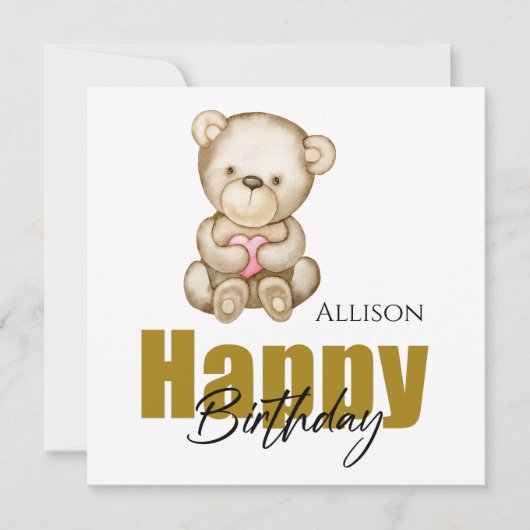 Carte Joyeux Anniversaire Teddy Bear (Devant)