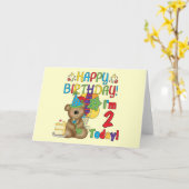 Carte Joyeux anniversaire Teddy Bear 2e t-shirts et cade (Fleur jaune)