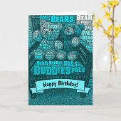 Carte Joyeux anniversaire Teddy Bear Buddies Word Cloud (Fleur jaune)