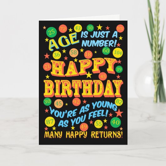 Carte Joyeux Anniversaire Text Bright pour Tout Âge sur (Devant)