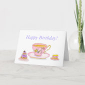 Carte Joyeux Anniversaire Thé Avec Pâtisseries (Devant)