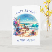 Carte Joyeux Anniversaire Thème de plage personnalisé (Fleur jaune)