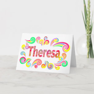 Carte Joyeux Anniversaire Theresa avec un swirl brillant