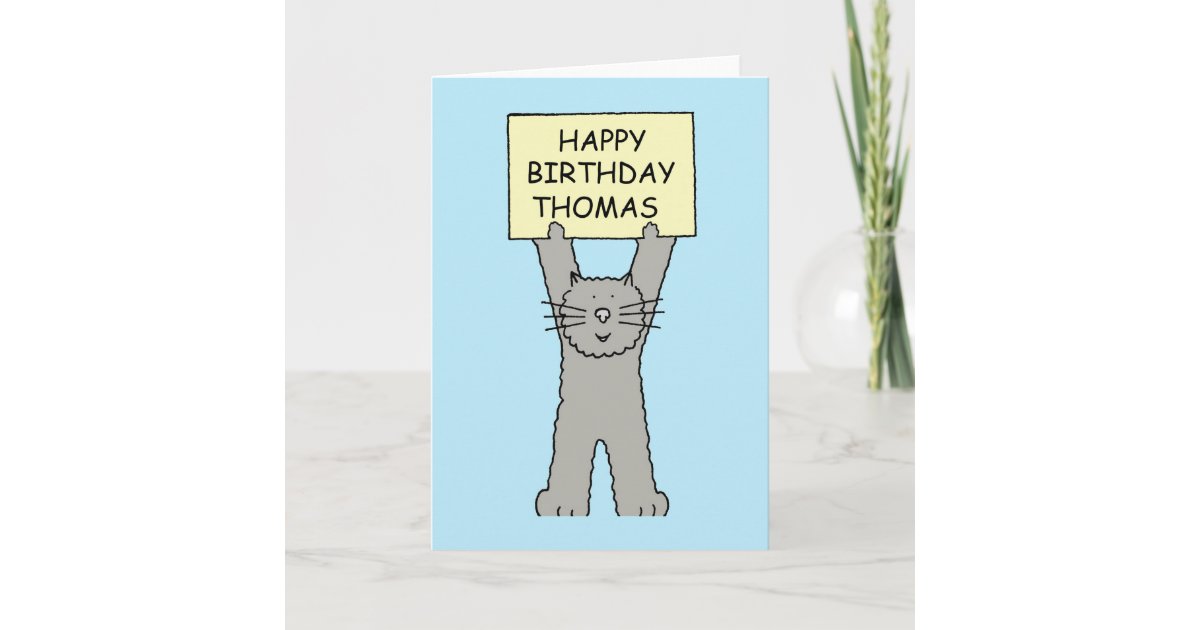 Carte Joyeux Anniversaire Thomas Cartoon Cat Zazzle Be