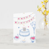 Carte Joyeux anniversaire tiré à la main (Fleur jaune)