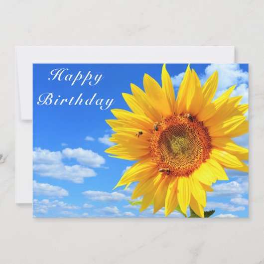 Carte Joyeux anniversaire - Tournesol et abeilles sur le (Devant)