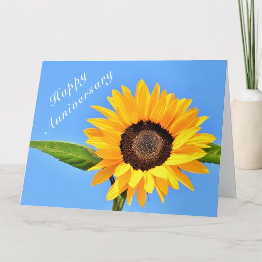 Carte Joyeux anniversaire - Tournesol jaune sur le ciel  (Devant)