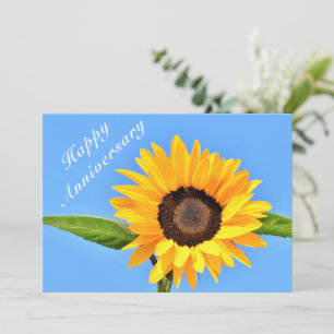 Carte Joyeux anniversaire - Tournesol jaune sur le ciel