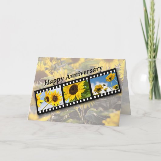 Carte Joyeux Anniversaire, Tournesols, (Devant)