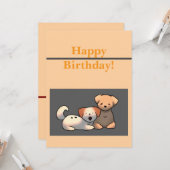 Carte Joyeux anniversaire toutou (Devant/Arrière en situation)