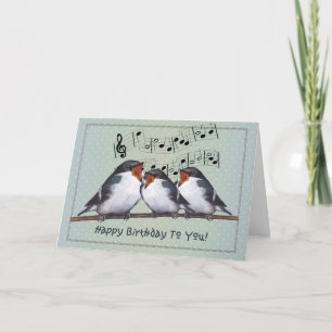 Carte Joyeux Anniversaire : Trois Oiseaux Chanter : Pers