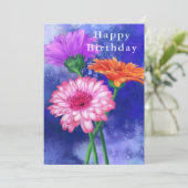 Carte Joyeux Anniversaire - Trois superbes Gerberas coul (Debout devant)