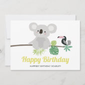 Carte Joyeux Anniversaire Tropical Koala Mignon et Touca (Devant)
