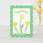 Carte Joyeux anniversaire Tulipe Jaune Art Floral (Fleur jaune)