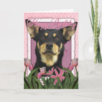 Carte Joyeux anniversaire - Tulipes roses - Kelpie austr