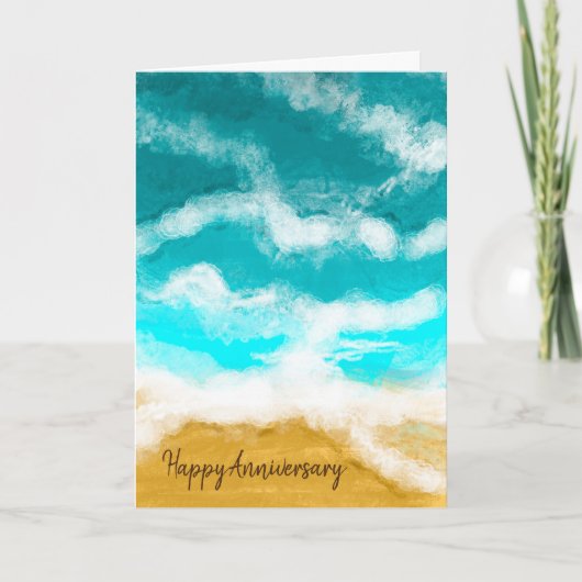 Carte Joyeux anniversaire Turquoise Ocean Waves Coastal (Devant)