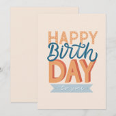 Carte Joyeux anniversaire. Typographie moderne lettrage  (Devant / Derrière)