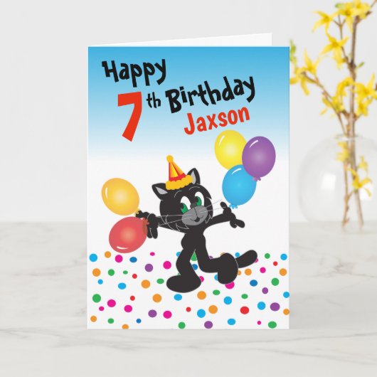 Carte Joyeux Anniversaire | Un Chat Cool (Fleur jaune)