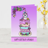 Carte Joyeux anniversaire Unicorn Girl (Fleur jaune)