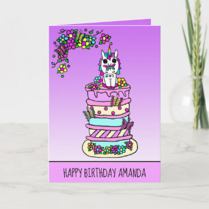 Carte Joyeux anniversaire Unicorn Girl