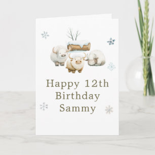 Carte Joyeux anniversaire vache arctique hiver mignon 