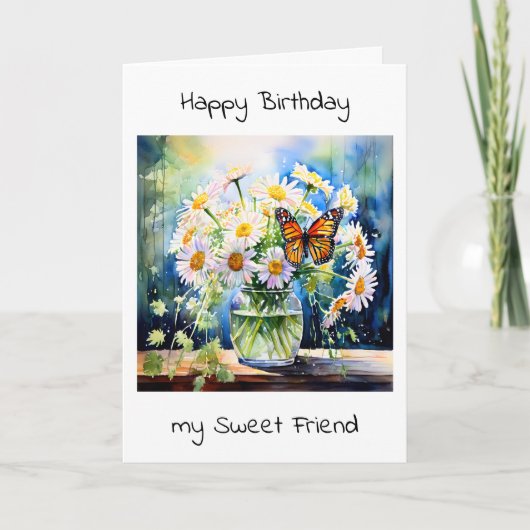 Carte Joyeux anniversaire | Vase des marguerites (Devant)