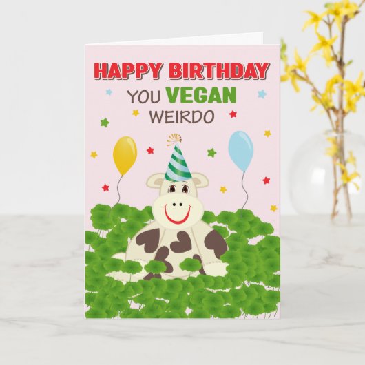 Carte Joyeux Anniversaire, Végétalien Crade (Fleur jaune)