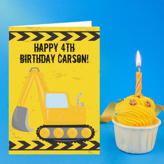 Carte Joyeux Anniversaire Véhicule de Construction pour 