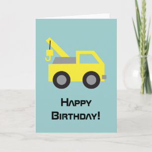 Carte Joyeux Anniversaire, Véhicule Jaune Mignon pour le