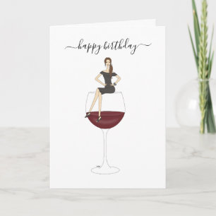 Carte Joyeux anniversaire - Verre à vin