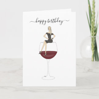 Carte Joyeux anniversaire - Verre à vin