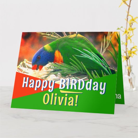 Carte Joyeux Anniversaire Vert (Fleur jaune)