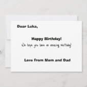 Carte Joyeux Anniversaire Vert 1er Safari sauvage (Dos)