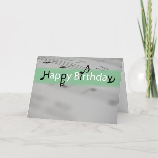 Carte Joyeux anniversaire vert avec des notes diverses (Devant)