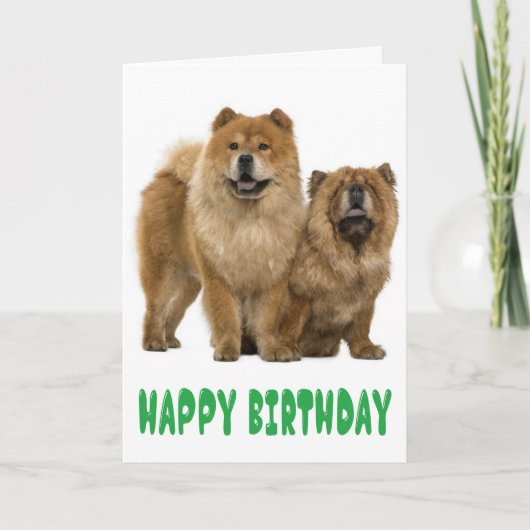 Carte Joyeux Anniversaire Vert Chow Chow Chien Coquelico (Devant)