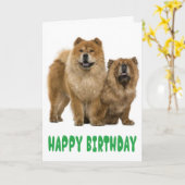 Carte Joyeux Anniversaire Vert Chow Chow Chien Coquelico (Fleur jaune)