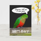 Carte Joyeux Anniversaire vert et rouge King Parrot (Fleur jaune)