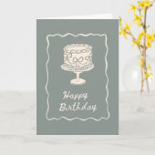 Carte Joyeux Anniversaire Vert Olive  (Fleur jaune)