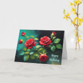 Carte Joyeux anniversaire Vibrant Roses Rouges Floral (Fleur jaune)