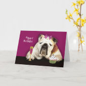 Carte joyeux anniversaire, vieillir, drôle de chien, arc (Fleur jaune)