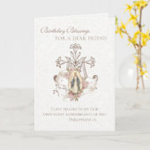 Carte Joyeux Anniversaire Vierge Marie Catholique Vintag (Fleur jaune)