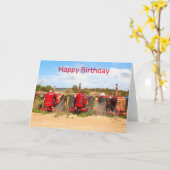 Carte Joyeux anniversaire : vieux tracteurs (Fleur jaune)