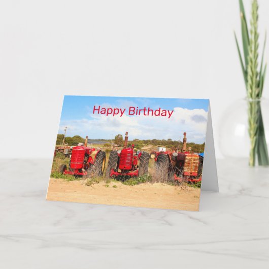 Carte Joyeux anniversaire : vieux tracteurs (Devant)