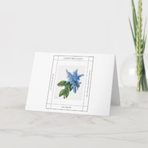 Carte Joyeux anniversaire Vintage bleu Lilac Aquarelle