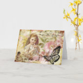 Carte Joyeux Anniversaire Vintage Collage (Fleur jaune)
