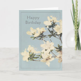 Carte Joyeux anniversaire Vintage Crème blanche Azalea F