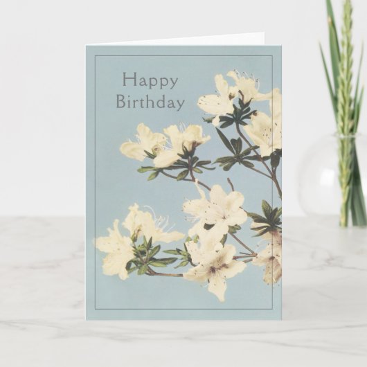 Carte Joyeux anniversaire Vintage Crème blanche Azalea F (Devant)