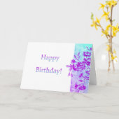 Carte Joyeux anniversaire (violet) (Fleur jaune)