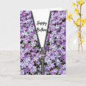 Carte Joyeux Anniversaire violet Phlox avec Zipper (Fleur jaune)