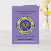 Carte Joyeux Anniversaire, violet 🎾 Tennis Anniversaire (Fleur jaune)